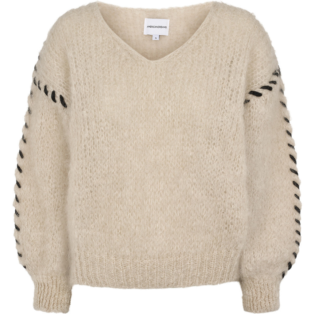 Milana Ls Mohair Knit Stitching - Beige