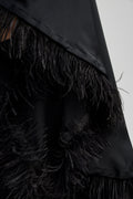 Andrea One-Shoulder Feather Mini Dress - Black