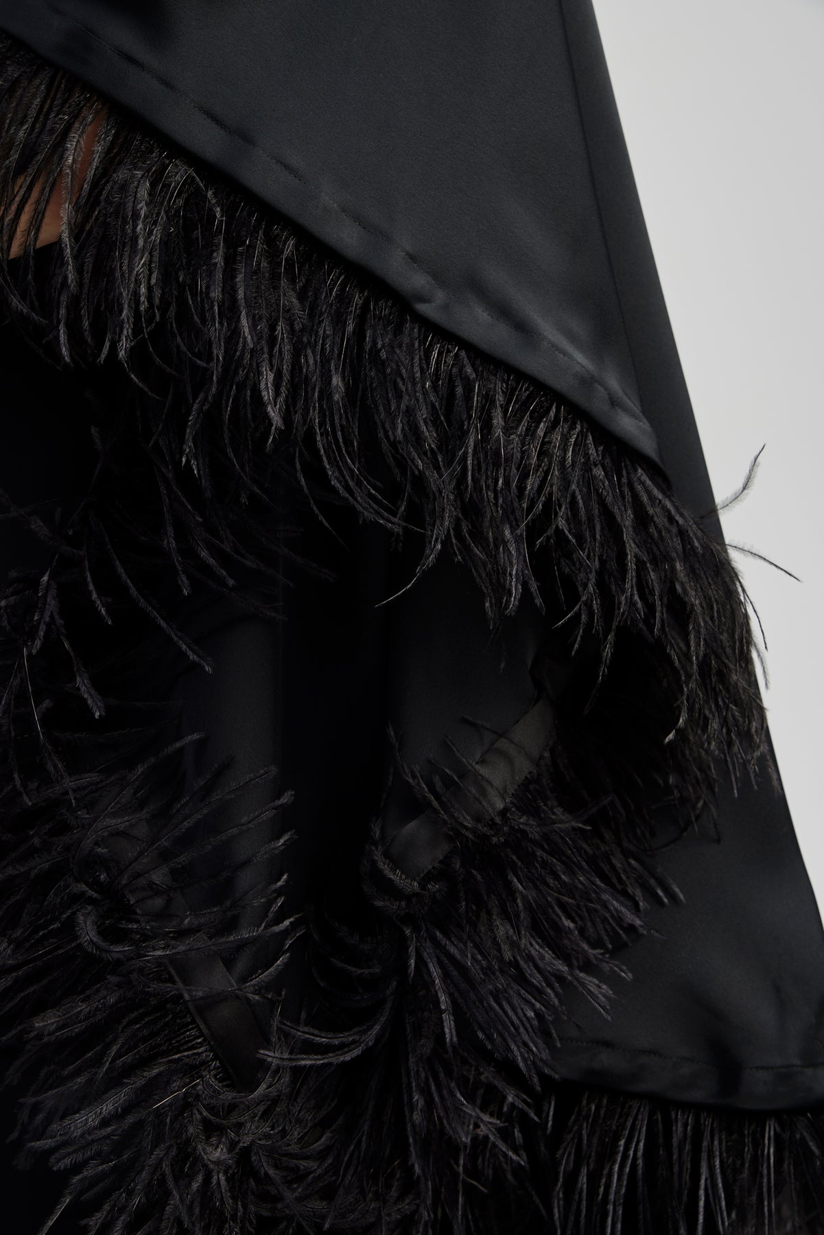 Andrea One-Shoulder Feather Mini Dress - Black