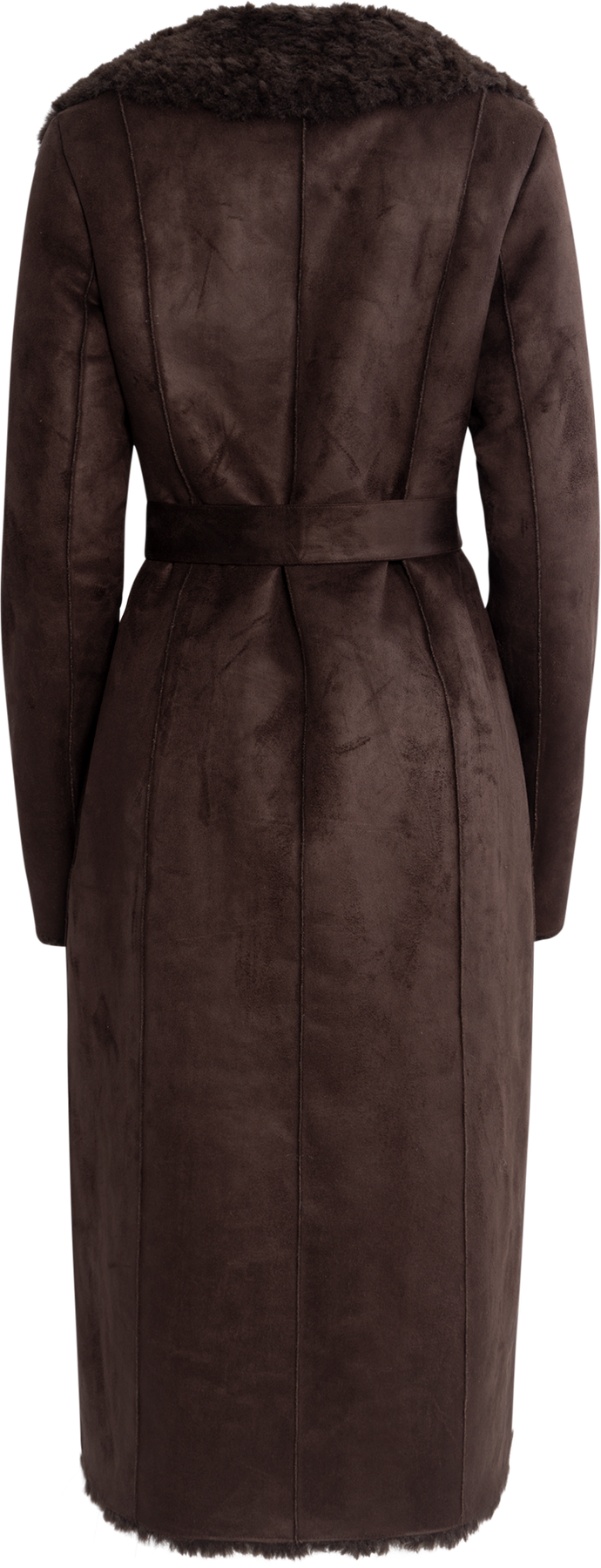 Terry Faux Shearling Coat - Dark Brown