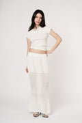 Perle Pointelle Top - White