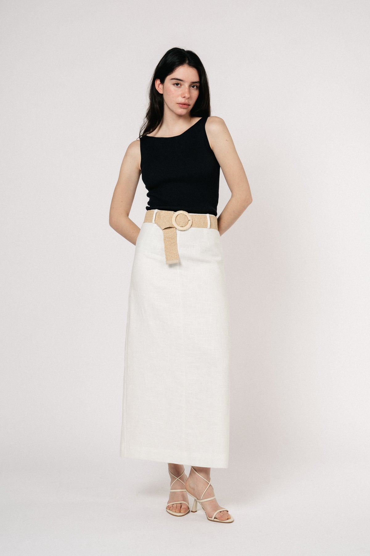 Manon Linen Maxi Skirt - White