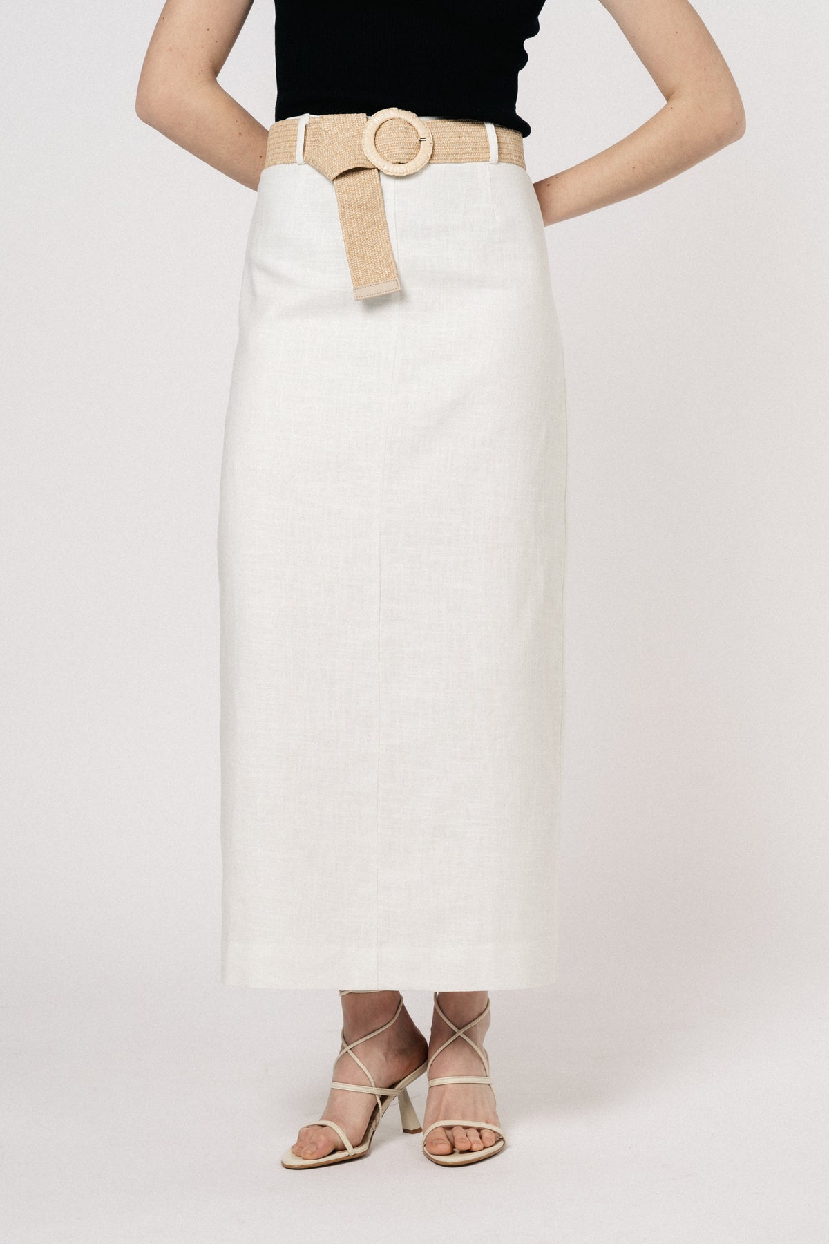 Manon Linen Maxi Skirt - White