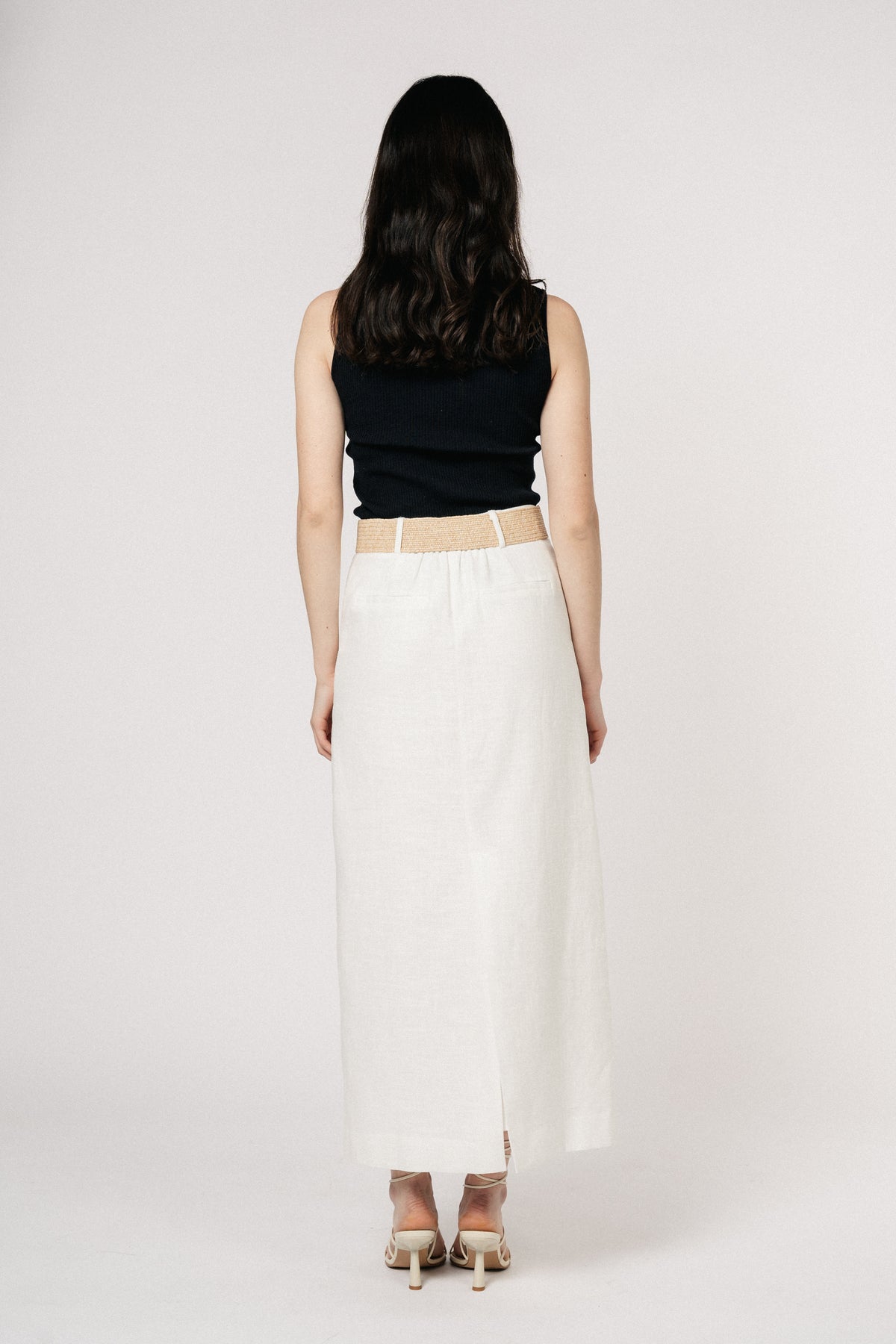Manon Linen Maxi Skirt - White