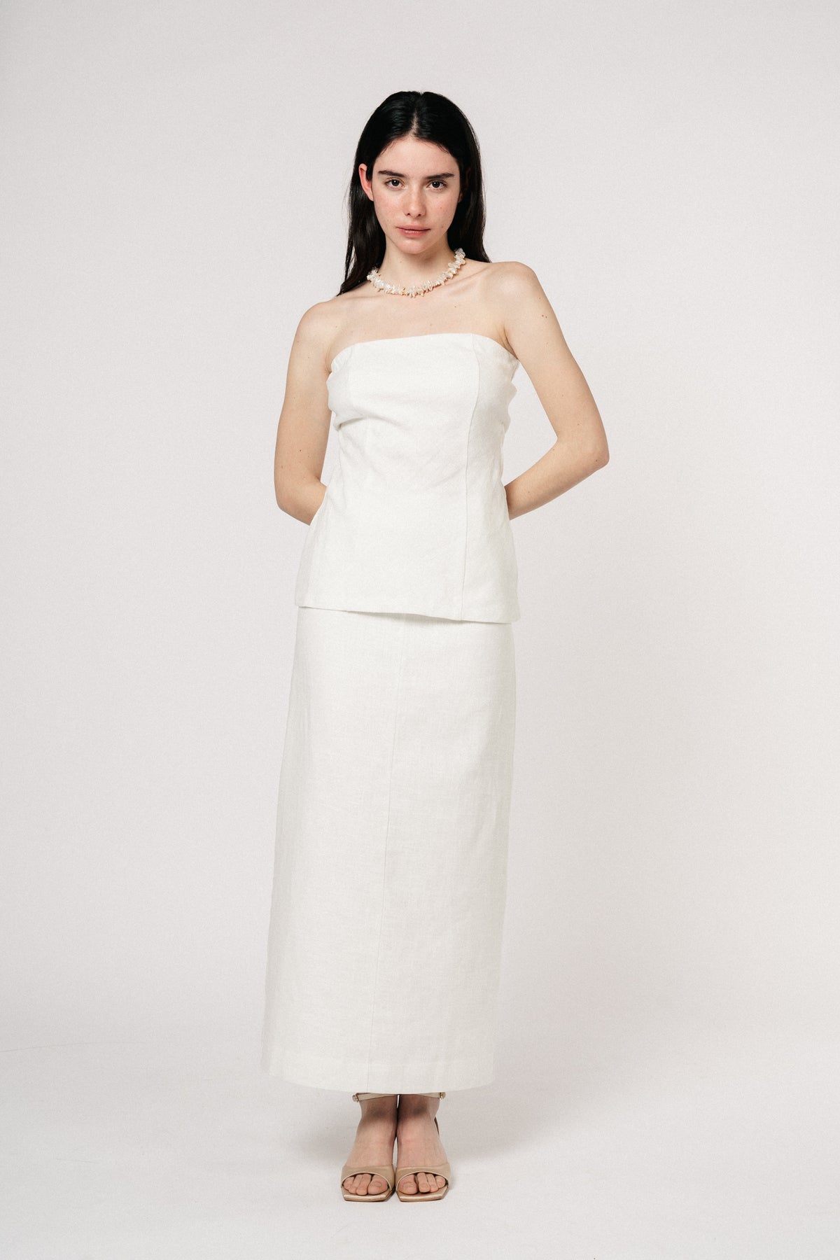 Taz Linen Tube Top - White