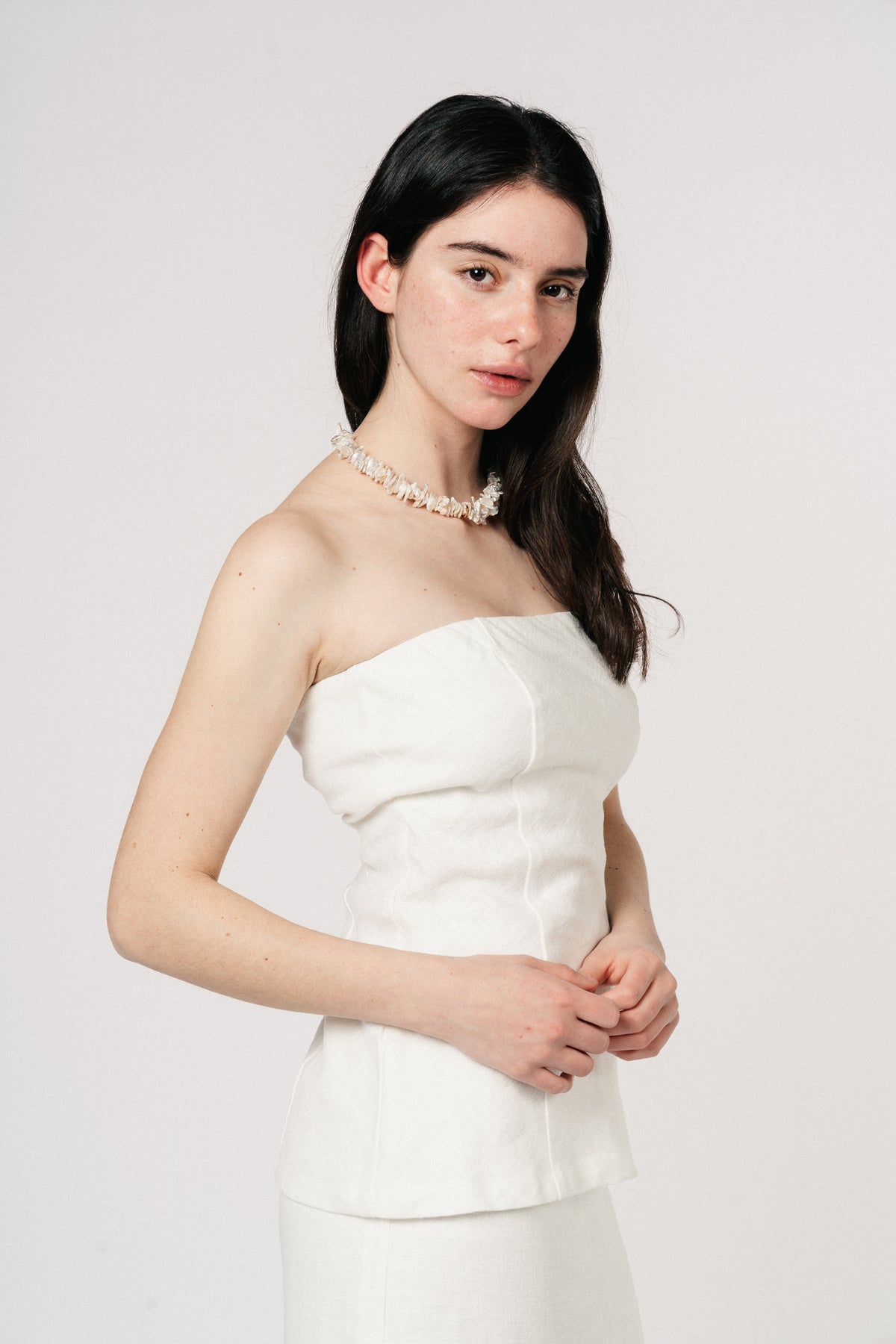Taz Linen Tube Top - White