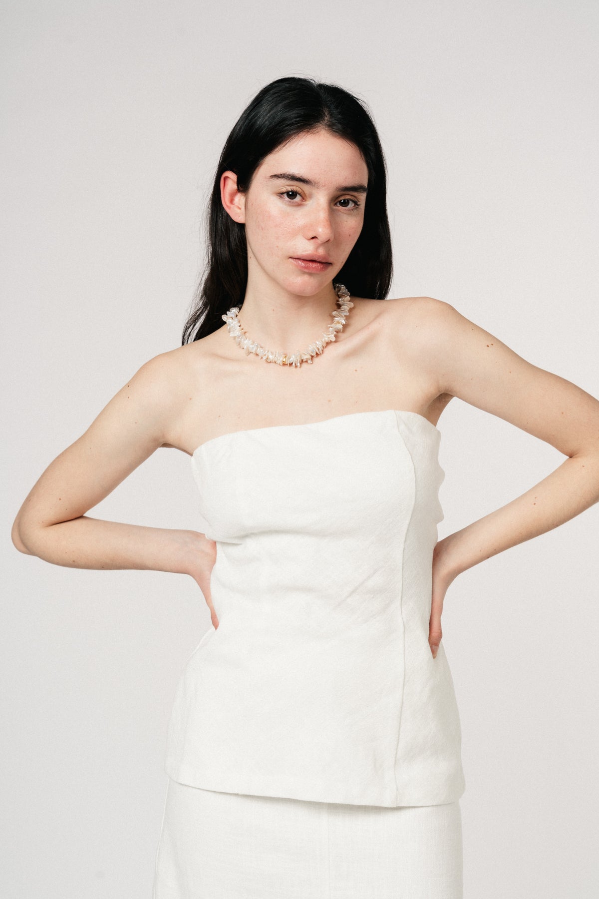 Taz Linen Tube Top - White