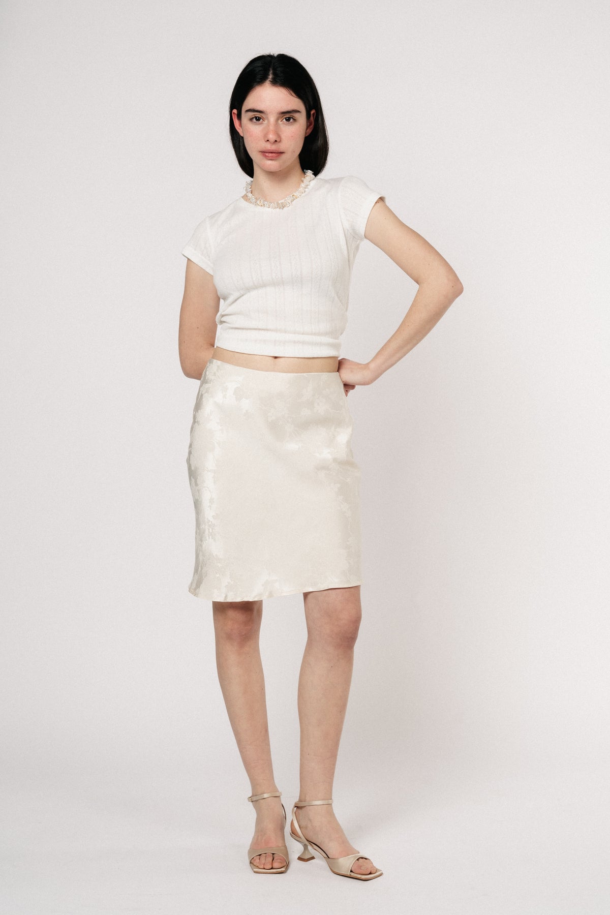 Audrey Jacquard Skirt - Creme