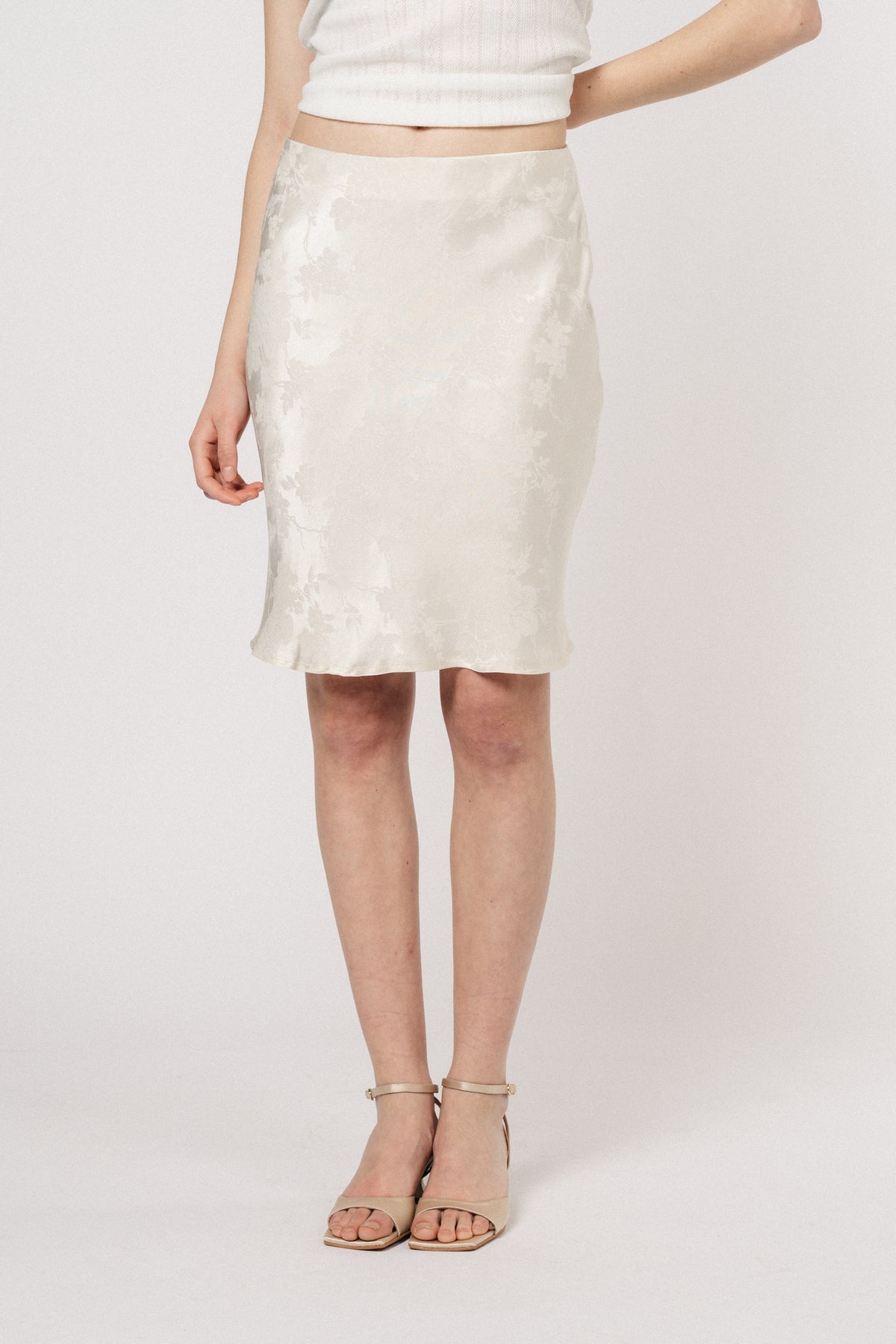 Audrey Jacquard Skirt - Creme