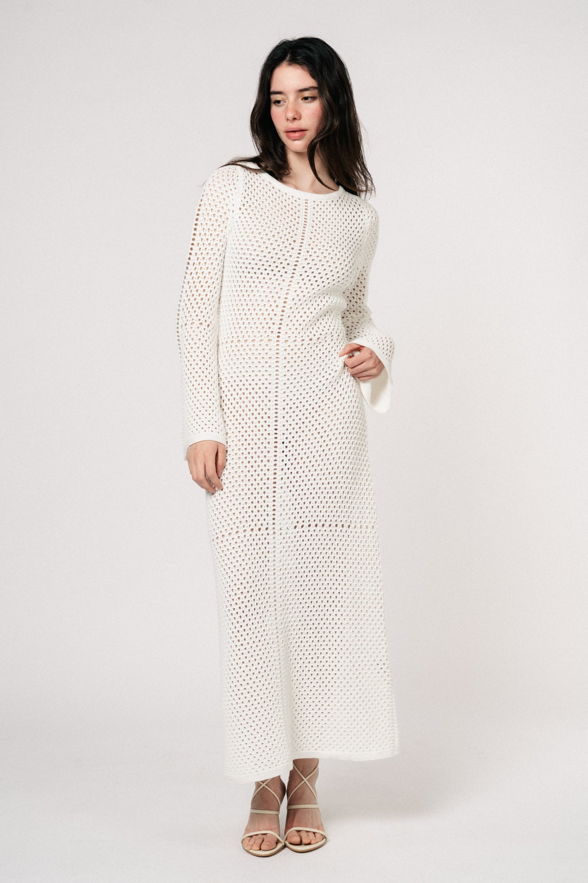 Cami Crochet Knit Maxi Dress - White