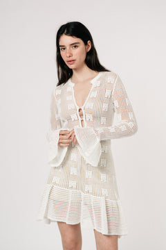 Kiki Crochet Knit Dress - White