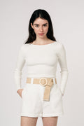 Corine Knit Ls Top - Off White