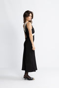 Lilou Satin Midi Dress - Black