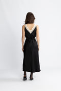 Lilou Satin Midi Dress - Black