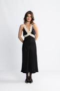 Lilou Satin Midi Dress - Black