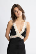 Lilou Satin Midi Dress - Black