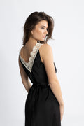 Lilou Satin Midi Dress - Black