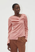 Asymmetrical Long Sleeve Top - Rose Tan