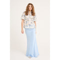 Grete S/S Blus - Vit/Blå
