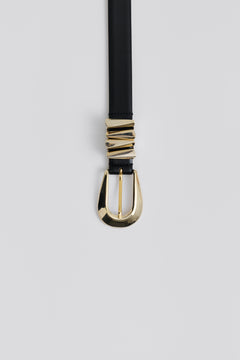 Azelia Buckle Leather Belt - Black
