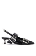 Feminine Buckle Kitten Heel Box Oleatex - Svart