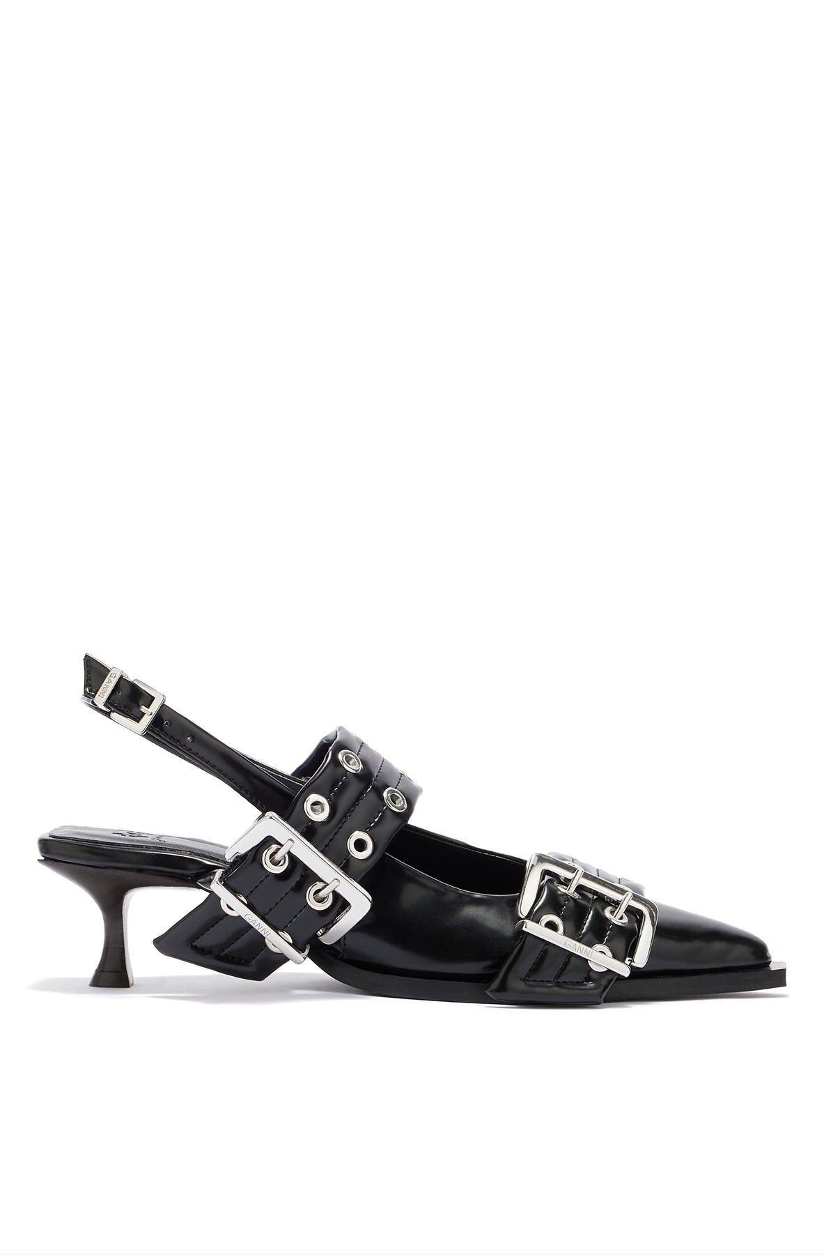 Feminine Buckle Kitten Heel Box Oleatex - Svart
