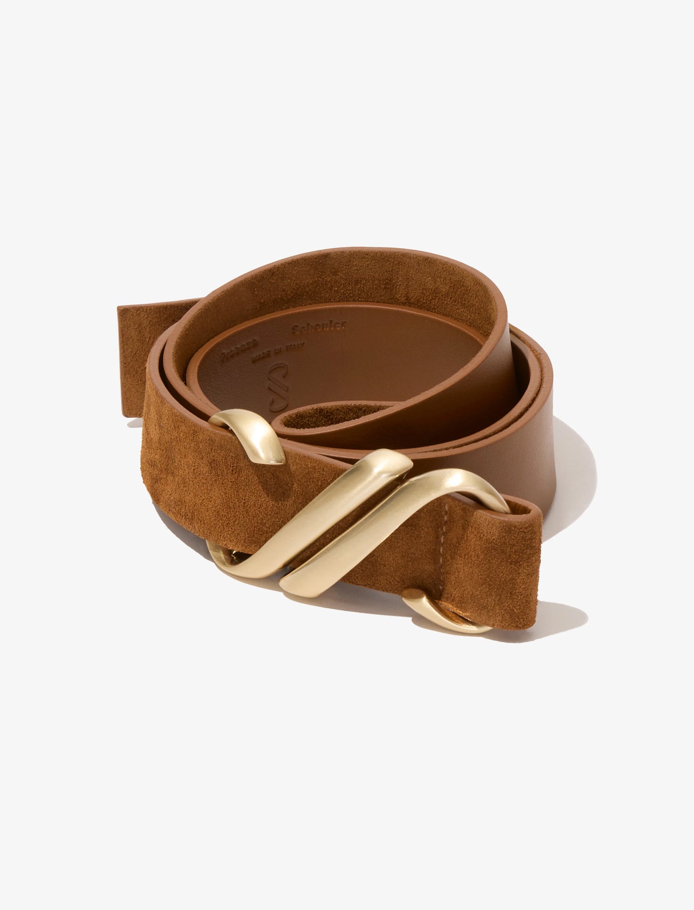 Monogram Belt in Soft Suede - Saddle