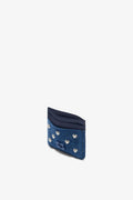 Card Holder Heart Studs - Faded Denim