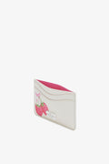 Bou Korthållare med Flap Raspberry Print - Egret