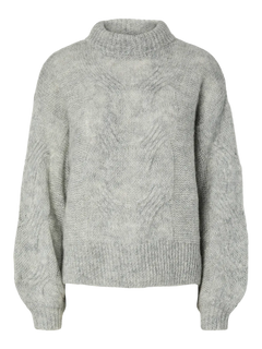 Yasluris Ls Wool Blend Knit Pullover New - Light Grey Melange
