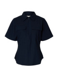 Tora Slim SS Zip Shirt B - Dark Sapphire