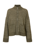 Sia Ras Ls Knit Zipper Cardigan - Vetiver Melange