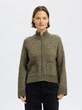 Sia Ras Ls Knit Zipper Cardigan - Vetiver Melange