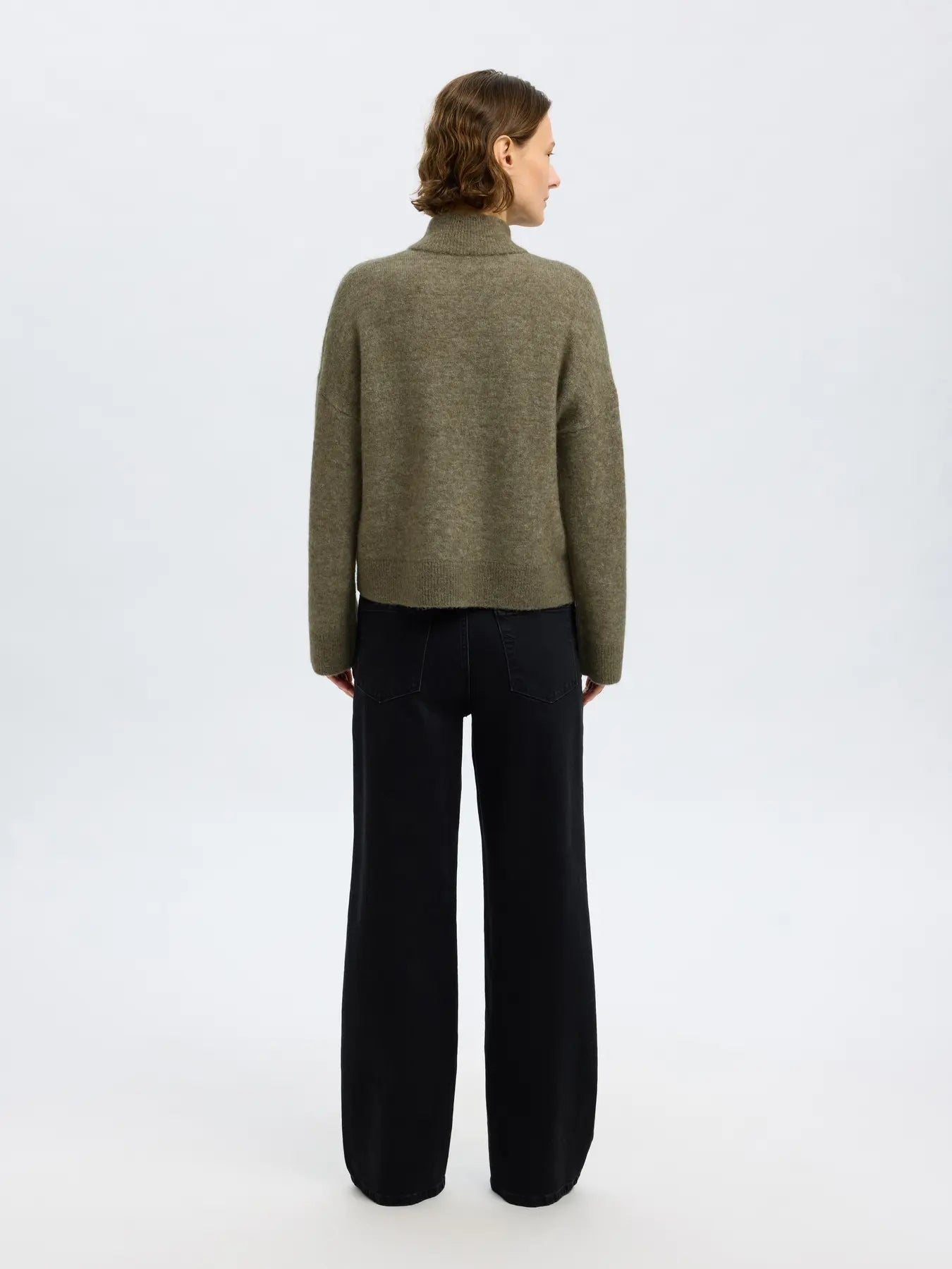 Sia Ras Ls Knit Zipper Cardigan - Vetiver Melange