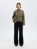 Sia Ras Ls Knit Zipper Cardigan - Vetiver Melange
