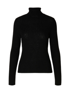 Ingrid Ls Knit Wool Blend Roll Neck - Black