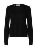 Thea Ls Knit Merino O-Neck - Svart