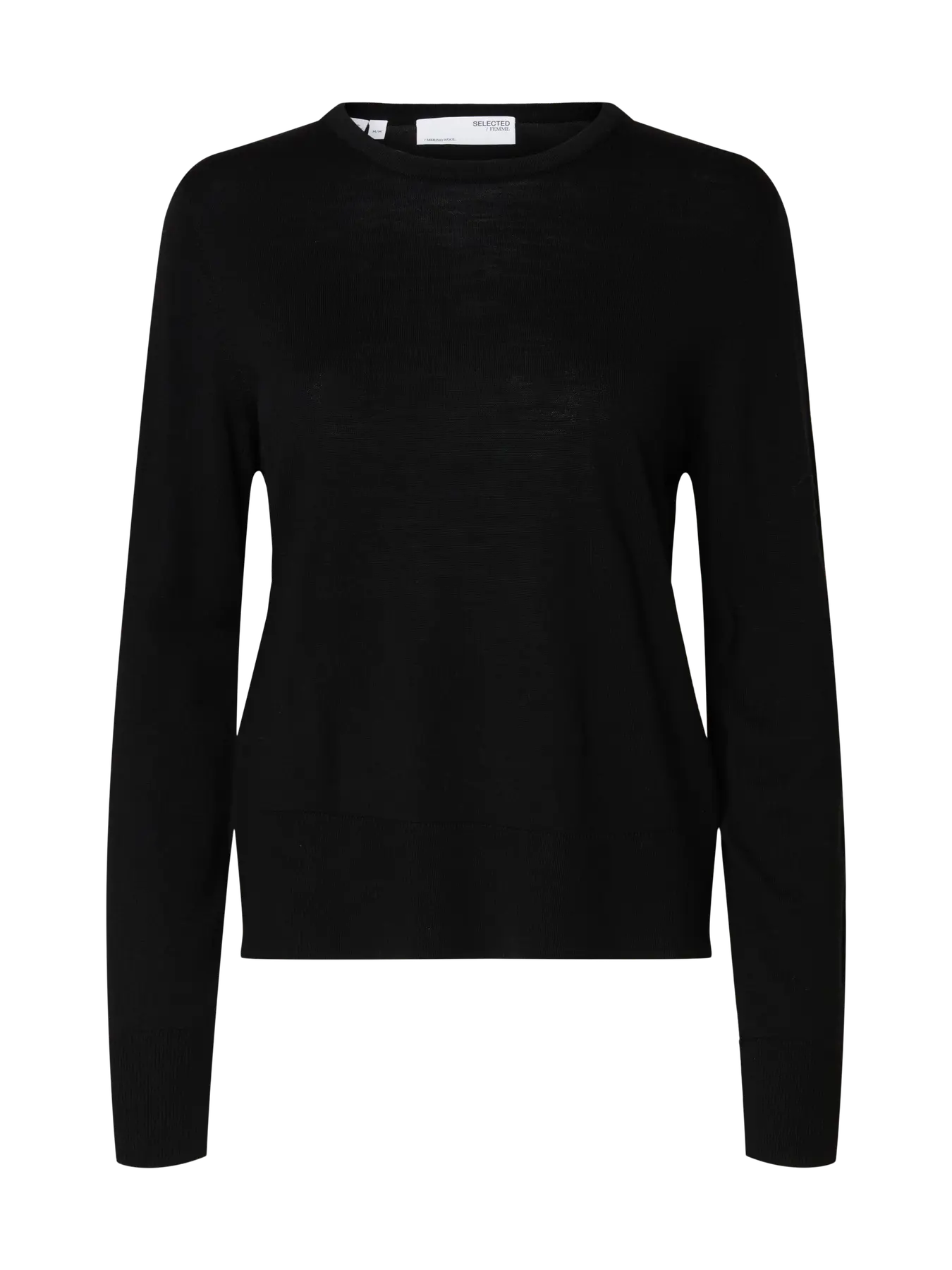 Thea Ls Knit Merino O-Neck - Svart