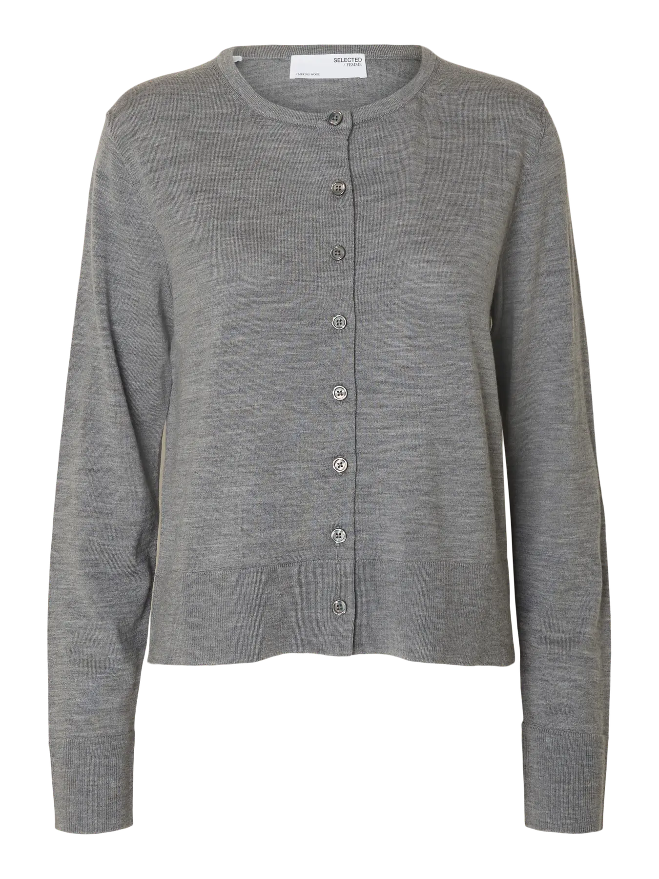 Thea LS Knit Merino Cardigan - Medium Grey Melange