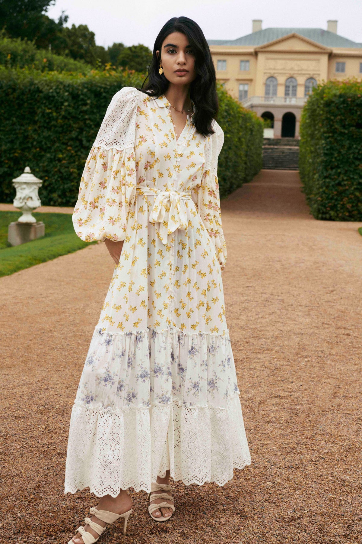 Cotton Slub Shirt Dress - Flower Combo