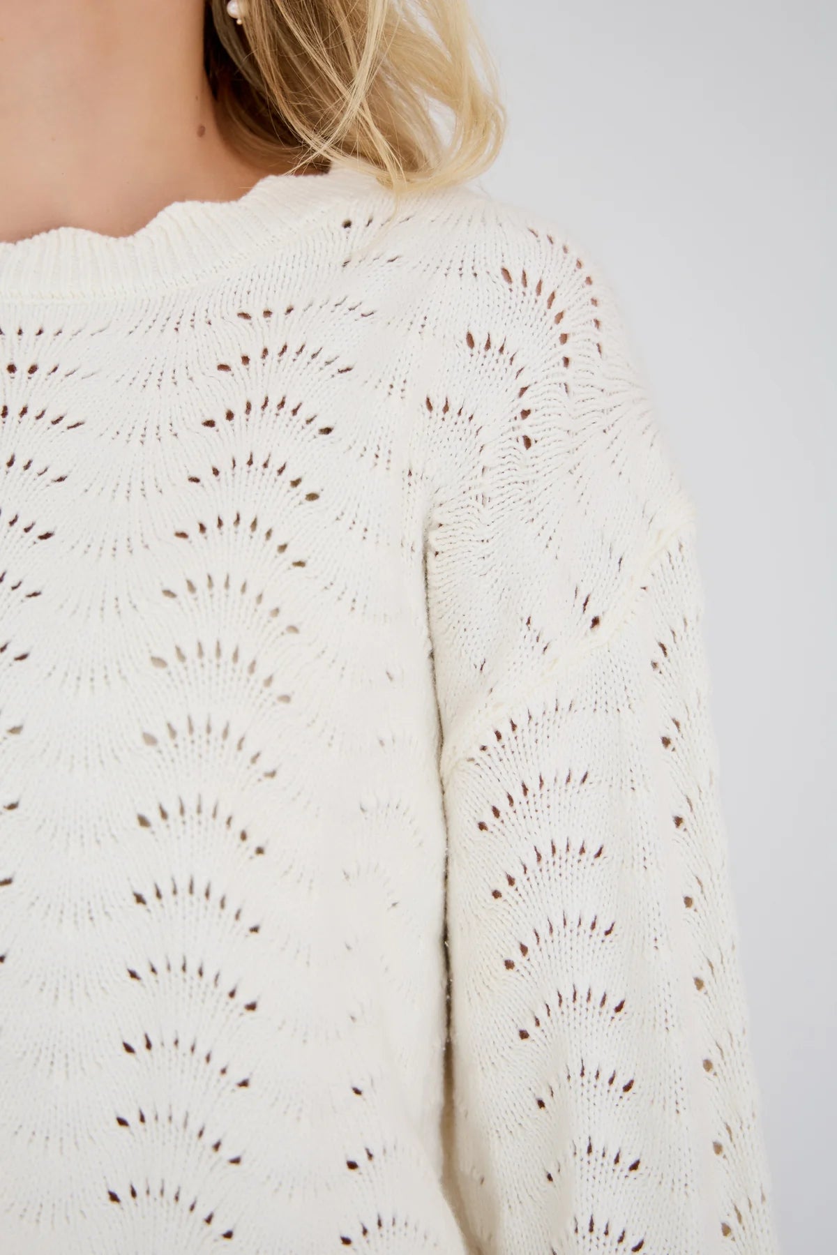Beana Stickad Blus - Off-White