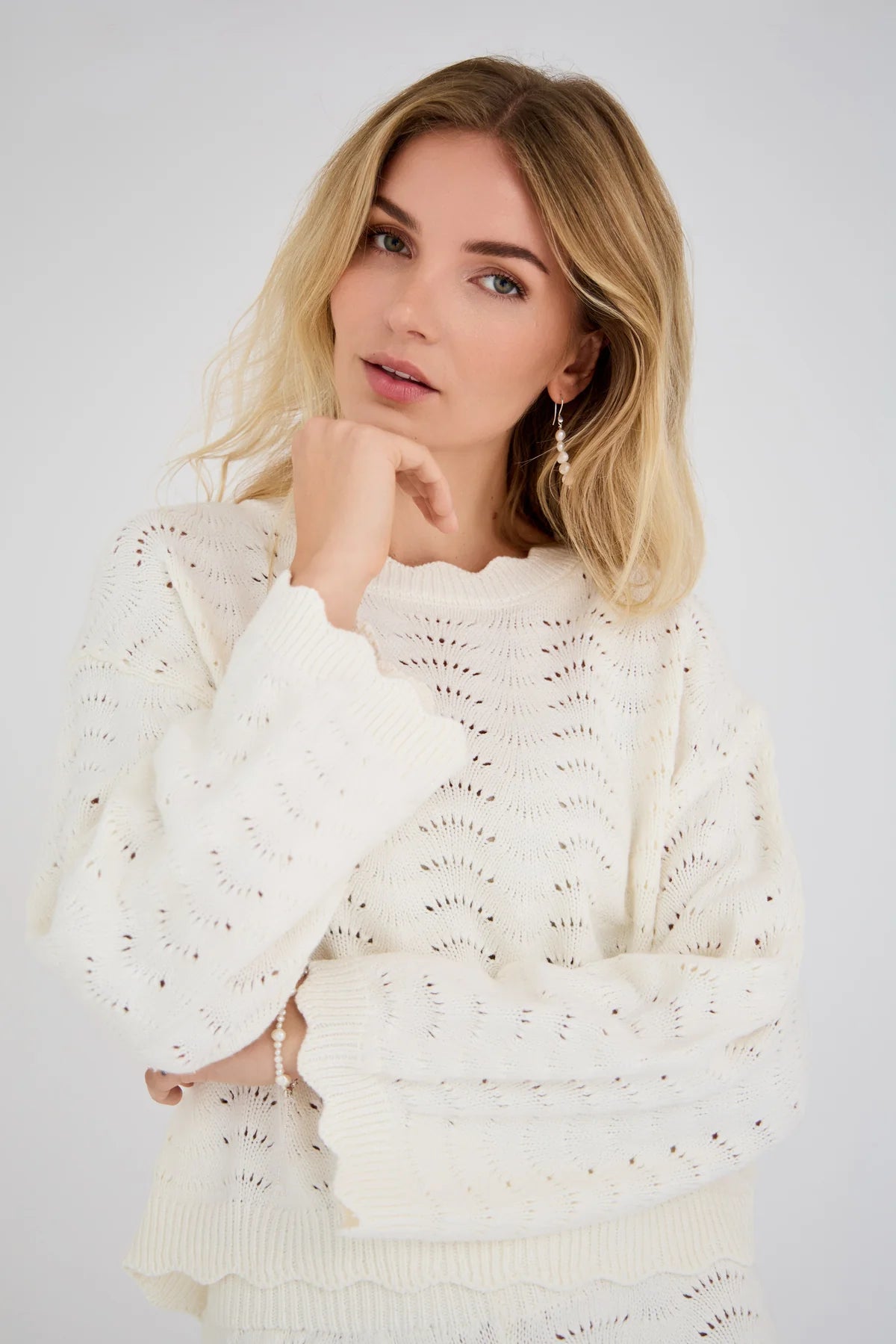Beana Stickad Blus - Off-White