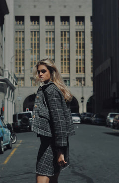 Becky Checked Jacket - Grey Mel Check