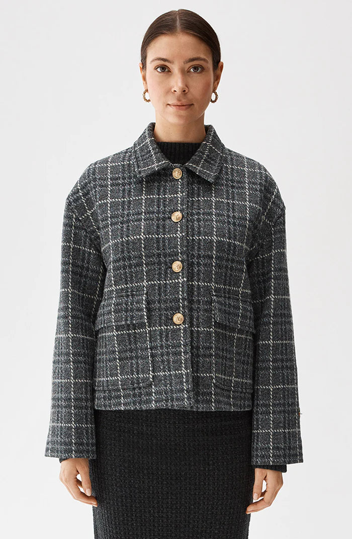 Becky Checked Jacket - Grey Mel Check