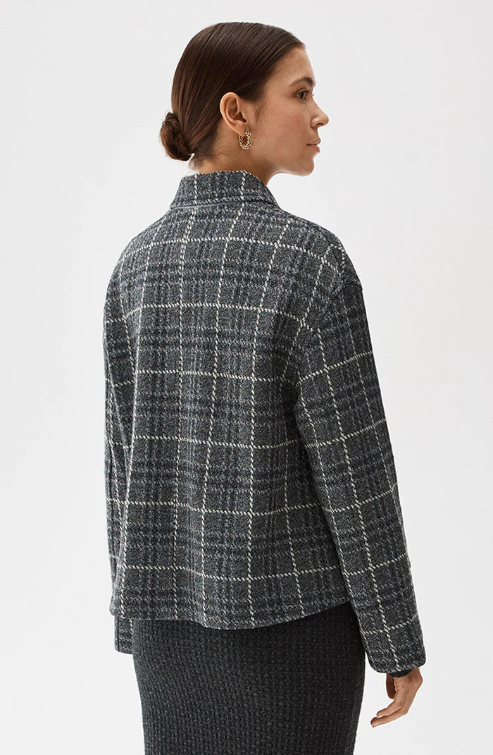 Becky Checked Jacket - Grey Mel Check