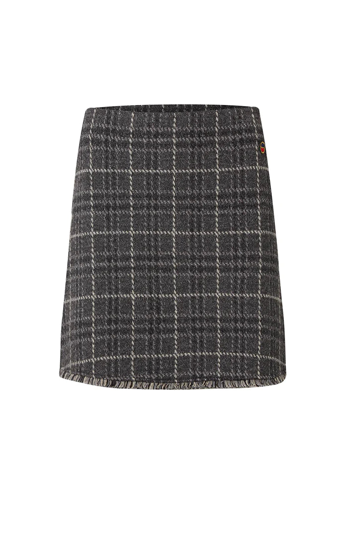 Bessie Skirt Checked - Grey Mel Check