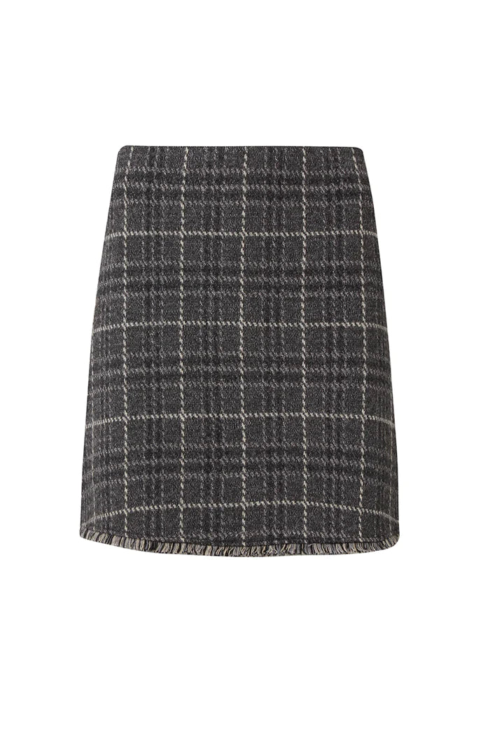 Bessie Skirt Checked - Grey Mel Check