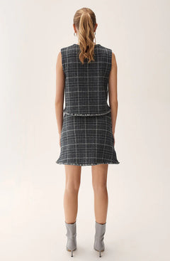 Bessie Skirt Checked - Grey Mel Check