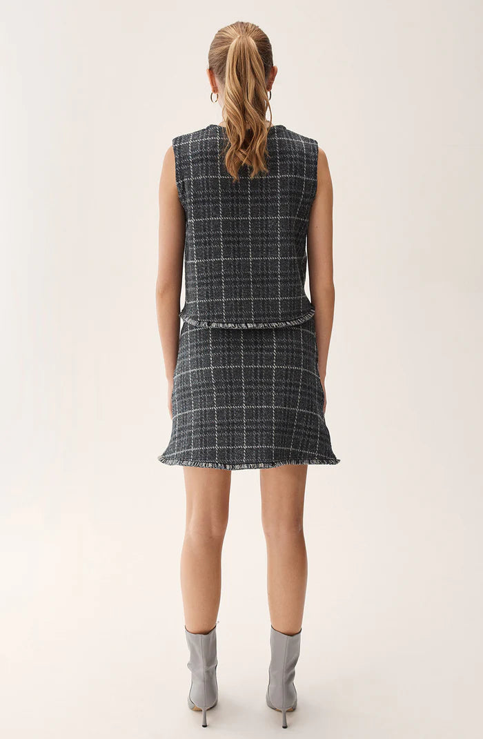 Bessie Skirt Checked - Grey Mel Check