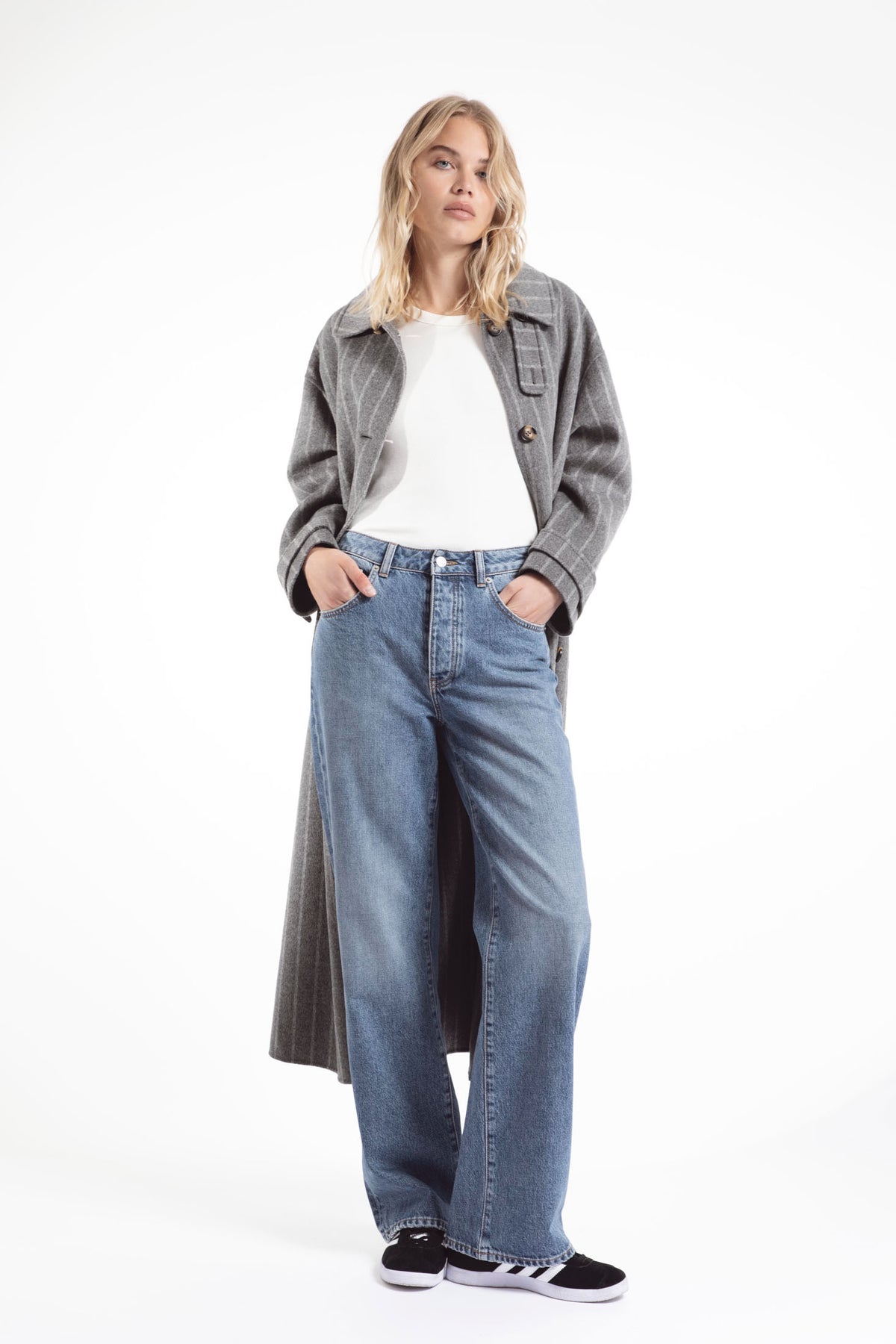 Amelia Coat - Dark Grey Stripe
